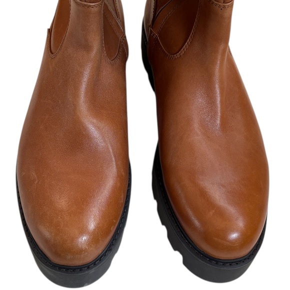 EUC Franco Sarto Leather Balin Lug Sole Wide Calf Knee High Boots Tan Size 11 - Picture 6 of 11